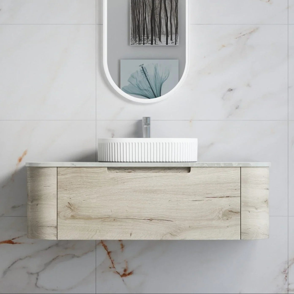 BV16WH Ash Woodgrain Fingerpull Wall Hung Vanity - 750 / 900 / 1200 / 1500 / 1800mm