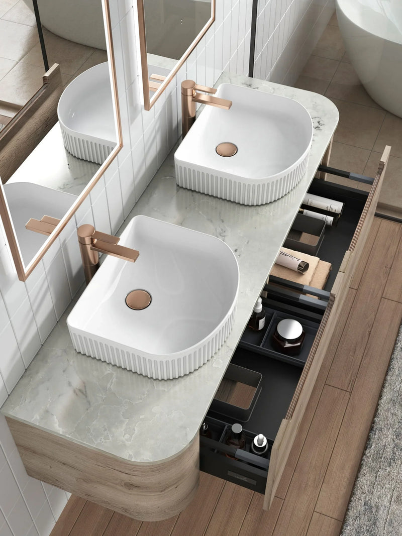BV16WH Ash Woodgrain Fingerpull Wall Hung Vanity - 750 / 900 / 1200 / 1500 / 1800mm