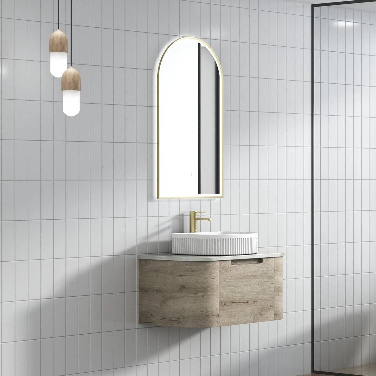 BV16WH Ash Woodgrain Fingerpull Wall Hung Vanity - 750 / 900 / 1200 / 1500 / 1800mm