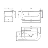 Oval Fluted Freestanding Bath 1500 / 1700mm - Matt White