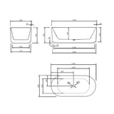 Oval Fluted Freestanding Bath 1500 / 1700mm - Matt White