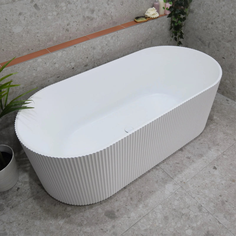 Oval Fluted Freestanding Bath 1500 / 1700mm - Matte White