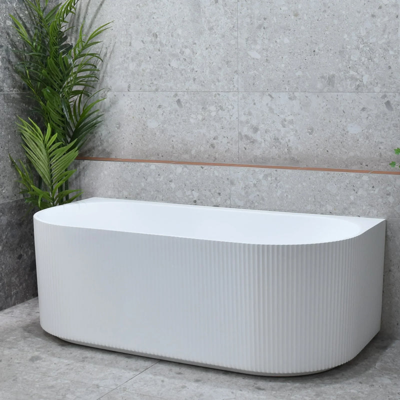 Oval Back to Wall Freestanding Bath 1500 / 1700mm - Gloss White
