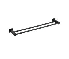 Square Double Towel Rail 750mm- Black (Stock Clearance)