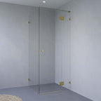 SS37 10mm Custom Frameless Shower Screen – Front & Return, 2100mm High, Brushed Gold