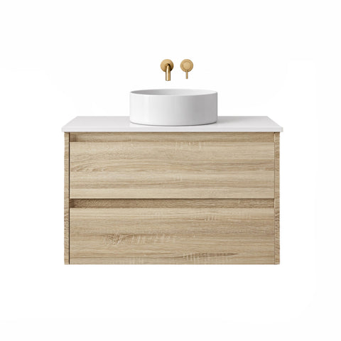 BV95WH Natural Oak Fingerpull Wall Hung Vanity - 600 / 750 / 900 / 1200 / 1500mm