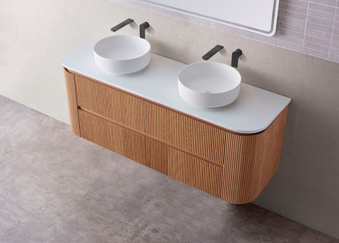 BV86 Wood Texture Wall Hung Fluted Plywood Vanity - 900/1200/1500mm