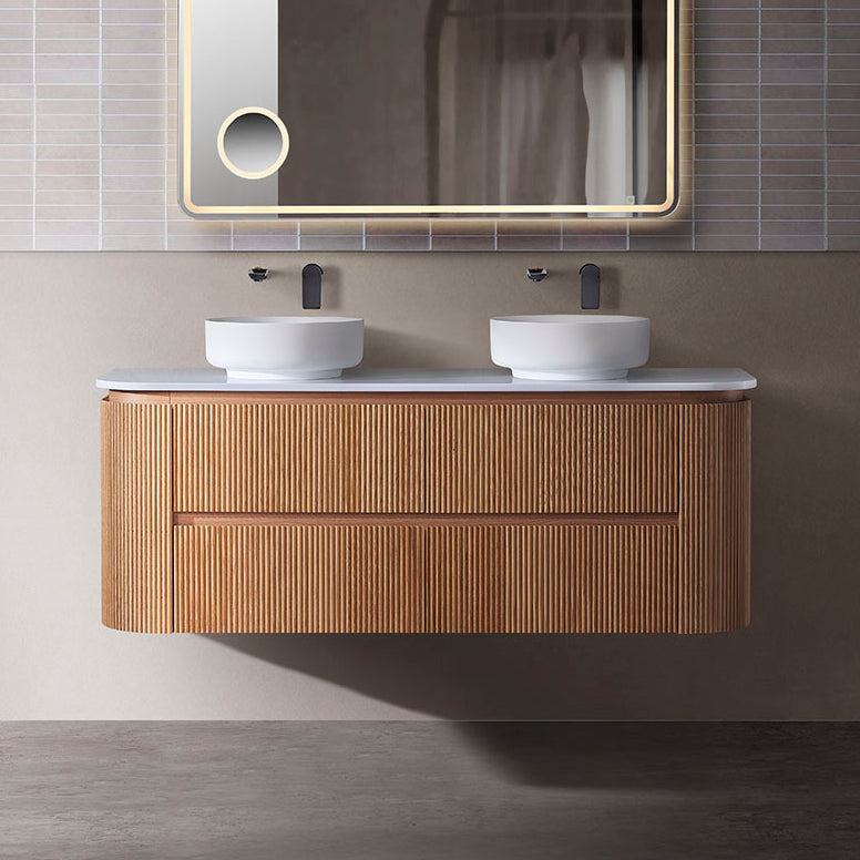 BV86 Wood Texture Wall Hung Fluted Plywood Vanity - 900/1200/1500mm
