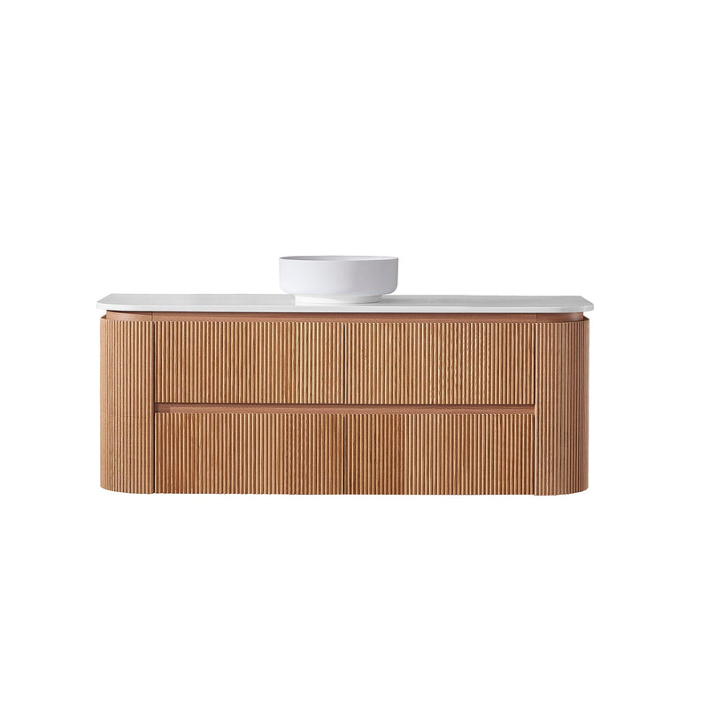 BV86 Wood Texture Wall Hung Fluted Plywood Vanity - 900/1200/1500mm