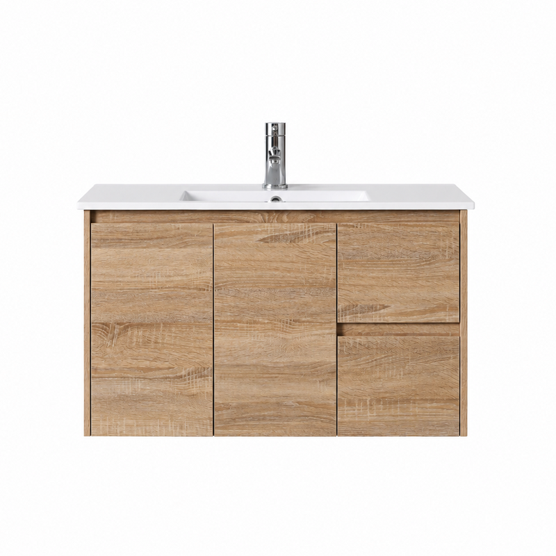 BV76WH Slimline (360mm depth) Woodgrain Wall Hung Vanity - 600 / 750 / 900mm