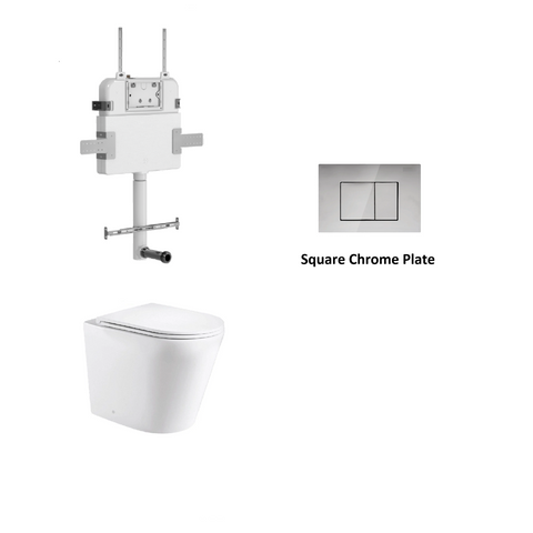 R&T In Wall Package - Rimless Floor Pan, Inwall Cistern and Button