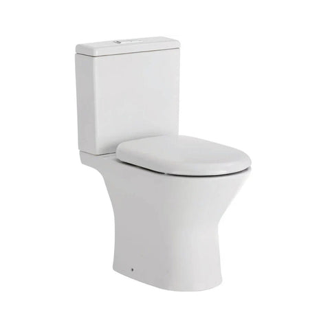 Closed Coupled Rimless Flush Skew Pan Connection Toilet Suite with Soft Close Seat - White (4 Star)