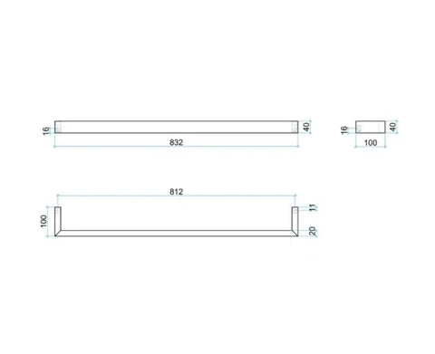 Thermogroup 12V Single Bar Brushed Stainless Steel Heated Towel Rail Square DSS8BR 832mm