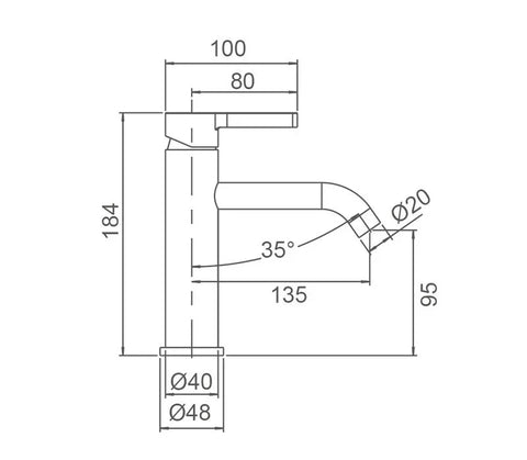 BM19 Bench Mount Round Pin Basin Mixer - Various Colours