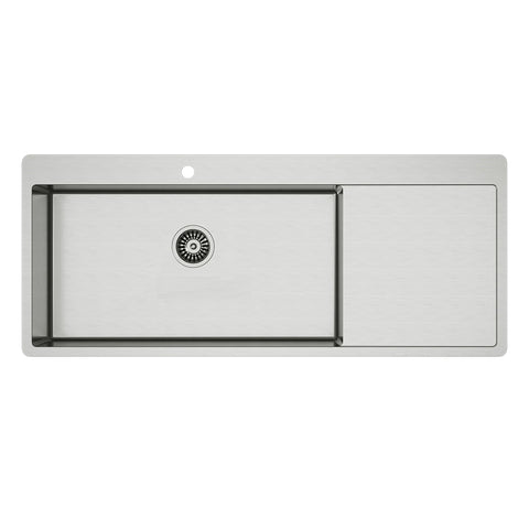 Mega 1200x500x250mm Single Bowl with Drainer Topmount Tap Landing Kitchen Sink