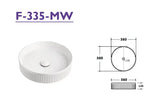 MBS Fluted 3535MW Matte White Ceramic Basin 360x360x120mm