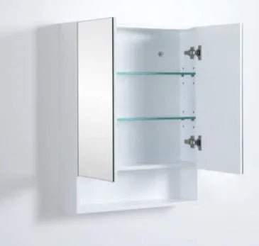 Mirror Cabinet with Open Shelf Pencil Edge 600/750/900/1200/1480x750mm - Matte White