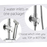 Round Dual Shower Rail with Universal Water Inlet - Chrome