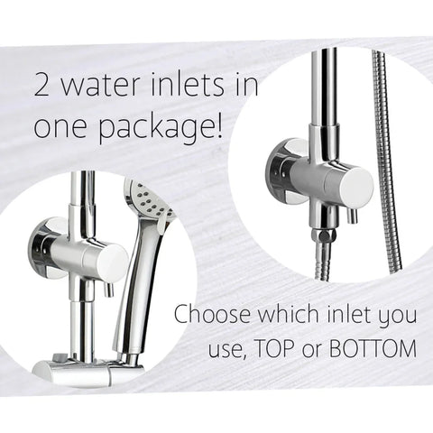 Round Dual Shower Rail with Universal Water Inlet - Chrome