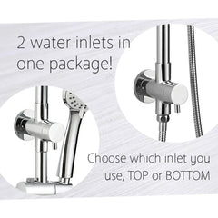 Round Dual Shower Rail with Universal Water Inlet - Chrome