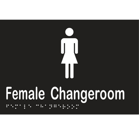 Female Changeroom Braille Sign in Designer Black Vinyl - MLS16265_BLK