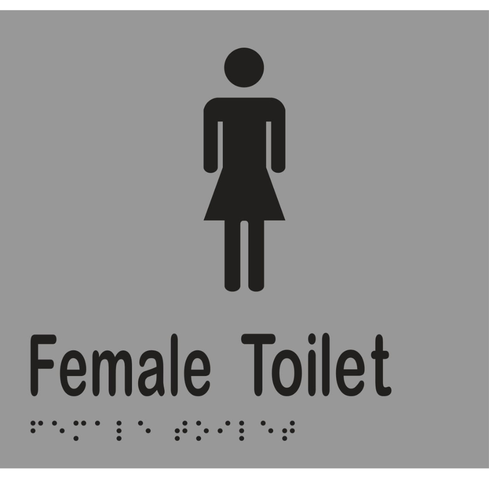 Female Toilet Braille Sign in Silver Vinyl - MLS16262_SIL
