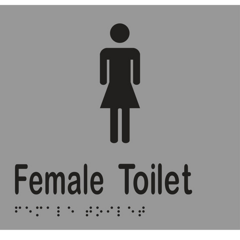 Female Toilet Braille Sign in Silver Vinyl - MLS16262_SIL