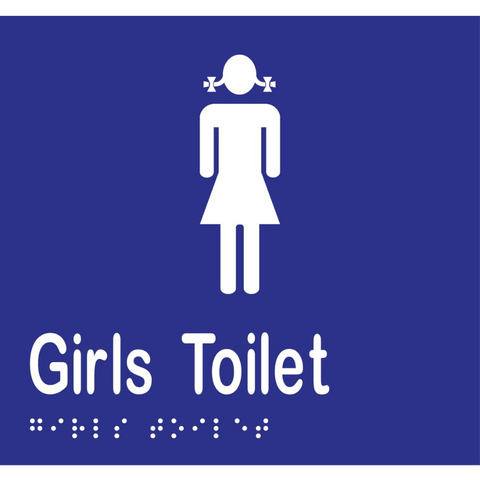 Girls Toilet Braille Sign in Blue Vinyl - MLS16263_BLU