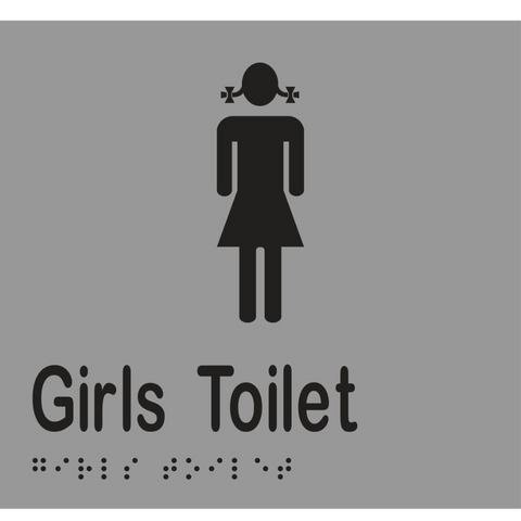 Girls Toilet Braille Sign in Silver Vinyl - MLS16263_SIL