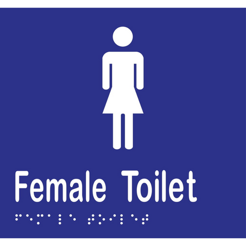Female Toilet Braille Sign in Blue Vinyl - MLS16262_BLU