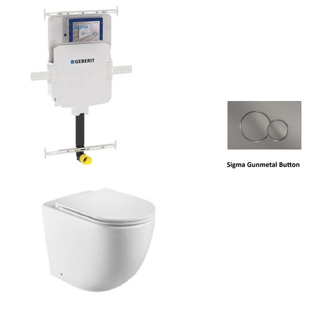 Geberit In Wall Package - Tornado Rimless Floor Pan, Inwall Cistern and Button