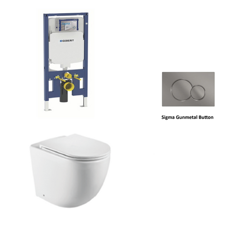 Geberit In Wall Package - Tornado Rimless Wall Hung Pan, Inwall Cistern and Button