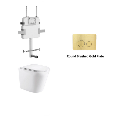 R&T In Wall Package - Rimless Floor Pan, Inwall Cistern and Button