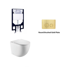 R&T In Wall Package - Tornado Rimless Wall Hung Pan, Inwall Cistern and Button