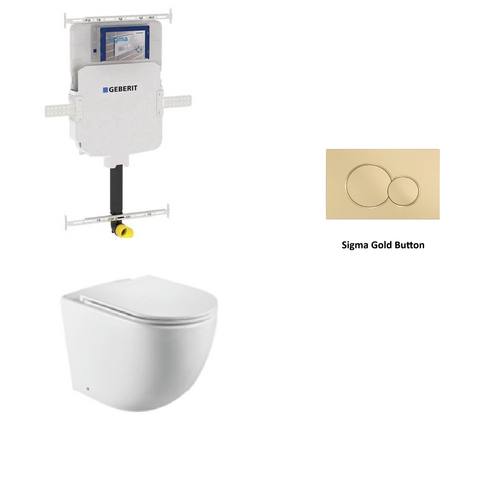 Geberit In Wall Package - Tornado Rimless Floor Pan, Inwall Cistern and Button