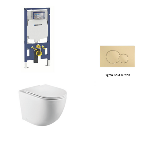 Geberit In Wall Package - Tornado Rimless Wall Hung Pan, Inwall Cistern and Button