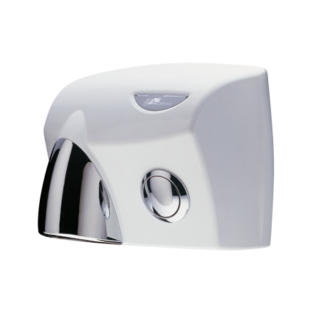 ASI JD MacDonald Touchdry Push-Button Hand Dryer - White / Silver Gloss HDTDWHTSG