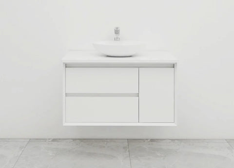 BV08WH Extra Deep (520mm) Matt White Fingerpull Wall Hung Vanity - 900 / 1200 / 1500mm