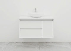 BV08WH Extra Deep (520mm) Matt White Fingerpull Wall Hung Vanity - 900 / 1200 / 1500mm