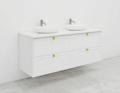 BV18WH (520mm Depth) Matt White Shaker Wall Hung Vanity - 1500mm