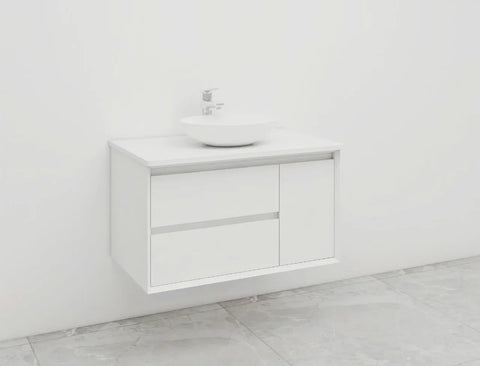 BV08WH Extra Deep (520mm) Matt White Fingerpull Wall Hung Vanity - 900 / 1200 / 1500mm