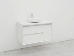 BV08WH Extra Deep (520mm) Matt White Fingerpull Wall Hung Vanity - 900 / 1200 / 1500mm