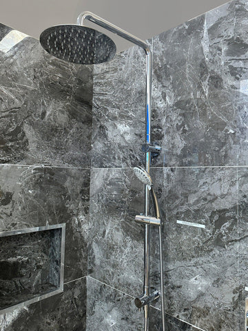 Round Dual Shower Rail with Universal Water Inlet - Chrome