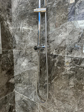 Round Dual Shower Rail with Universal Water Inlet - Chrome