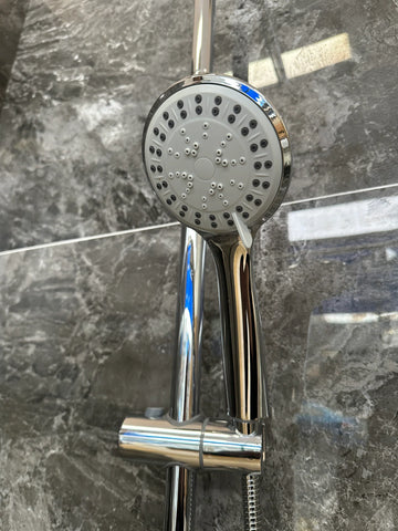 Round Dual Shower Rail with Universal Water Inlet - Chrome