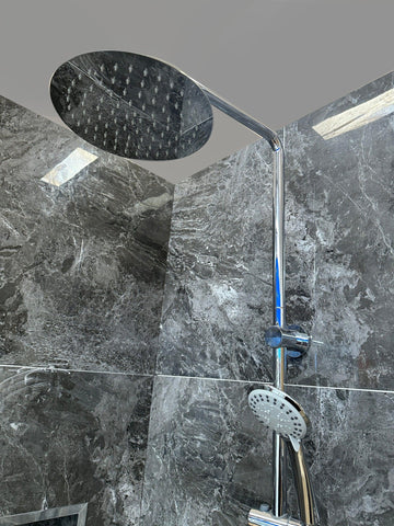 Round Dual Shower Rail with Universal Water Inlet - Chrome