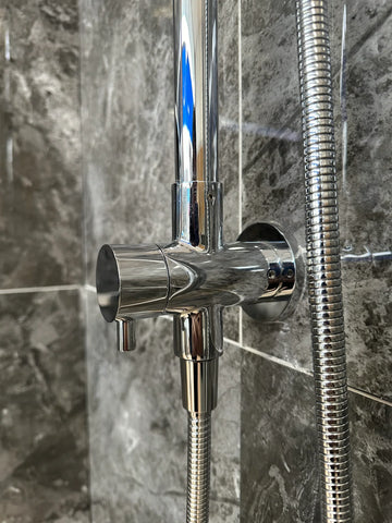 Round Dual Shower Rail with Universal Water Inlet - Chrome
