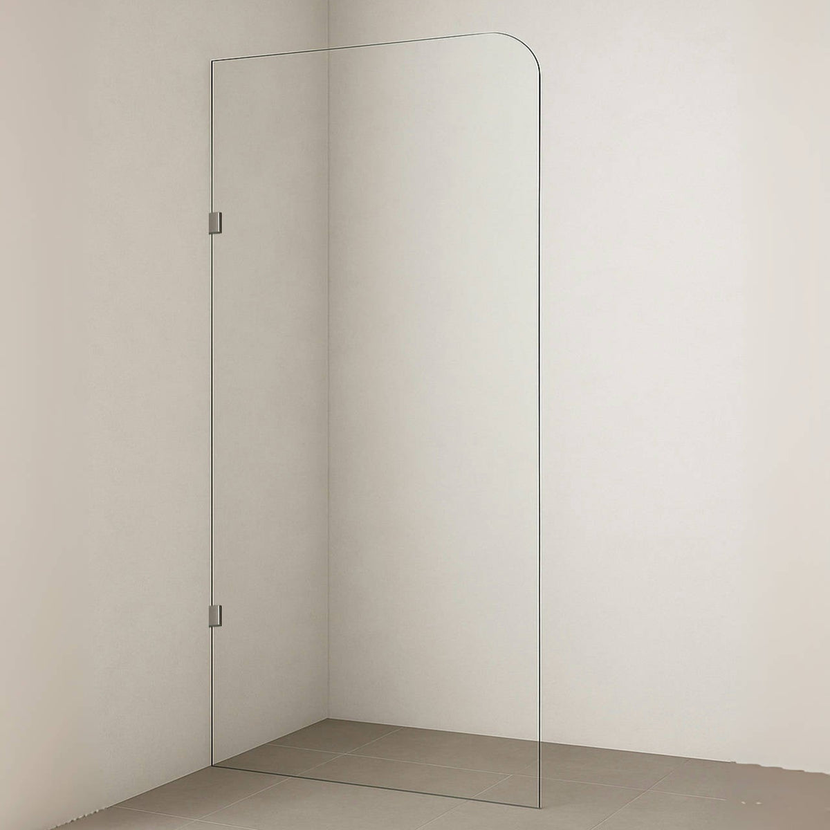 SS06 10mm Radius Curved Walk-In Shower Screen with Wall Channel – 2100mm High, 1100/1200mm, Various Colours