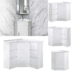 BV41 Gloss White Freestanding Corner Vanity - 410 / 600 / 900mm