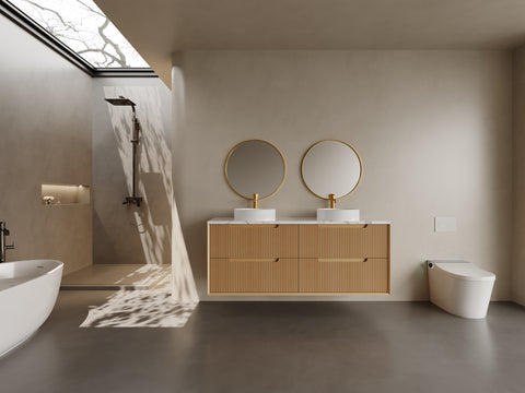 BV81WH Elwood Natural Oak Fluted Wall Hung Vanity - 900 / 1200 / 1500mm